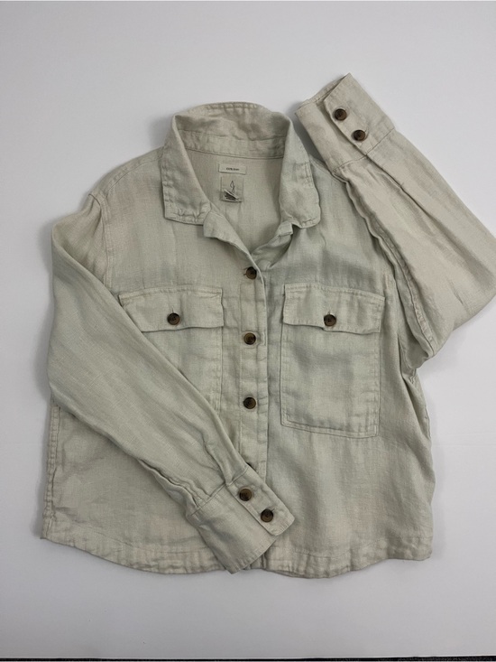 Joie Tops - Joie 100% Linen Button Front Utility Shirt Jacket Women’s XL Cream Beige Coastal